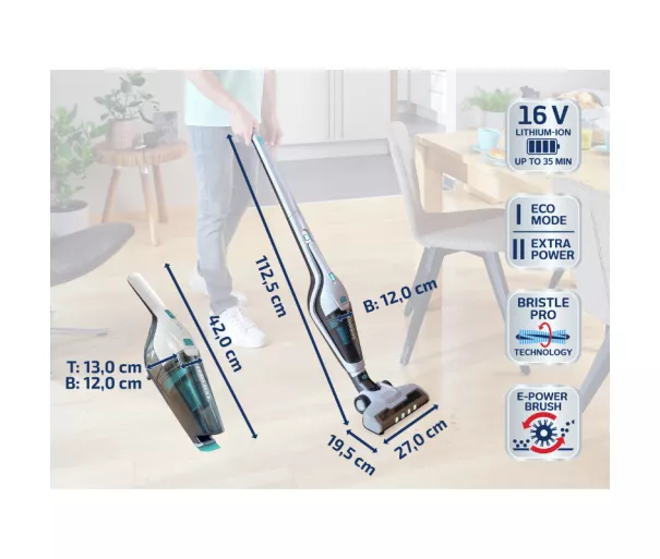LEIFHEIT Putekļu sūcējs akumulatora Rotaro PowerVac 2in1 16V