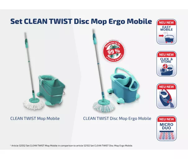 Leifheit grindų valymo rinkinys Clean Twist Disc Mop