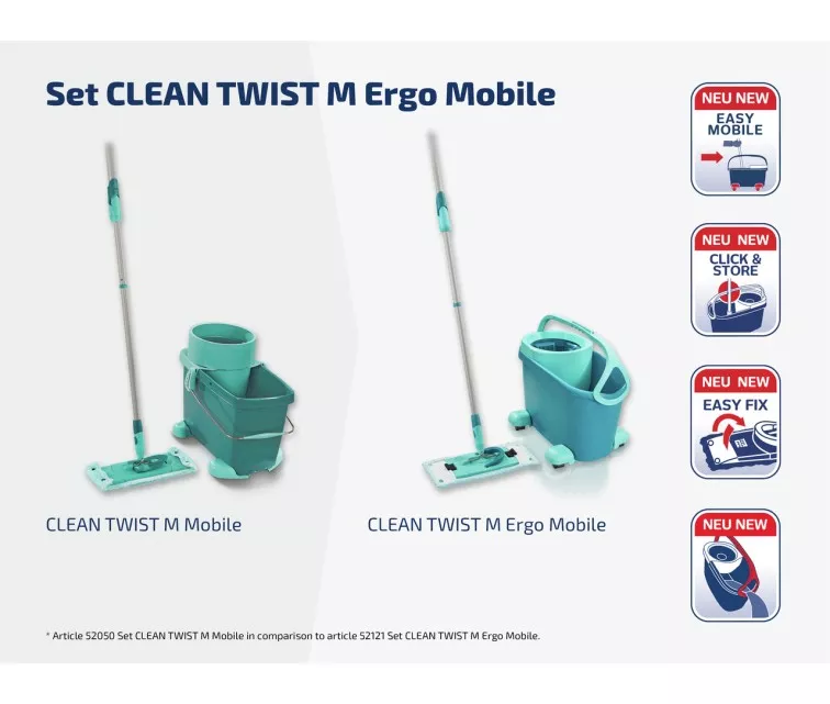 LEIFHEIT Grīdas uzkopšanas komplekts Clean Twist M Ergo Mobile